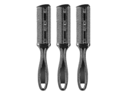 Peine para cortapelos - Peine de doble cara con cuchilla de acero inoxidable - Paquete de 3 (negro)