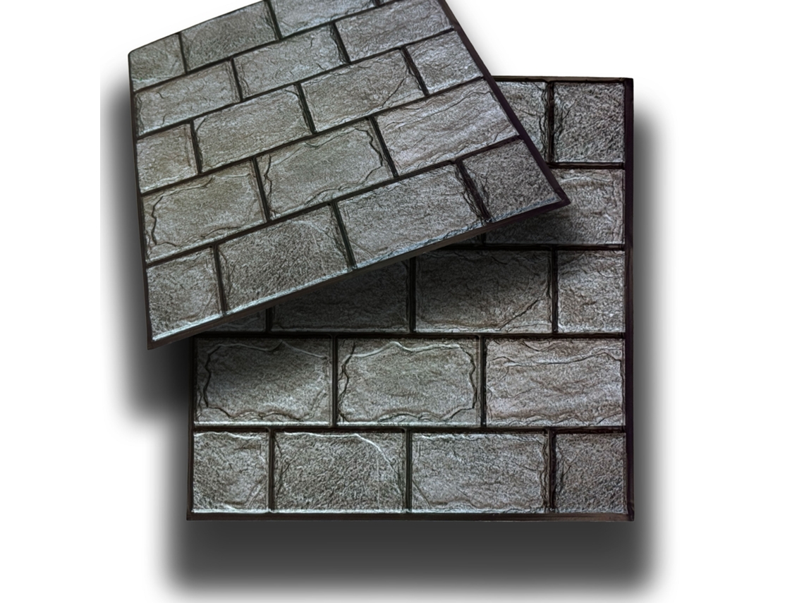 Azulejos Em Relevo 3d Pvc Autoadesivos 30x30cm Pedra, Tijolo, Mármore. Repelente De Água - Tijolos Cinzentos 30x30cm