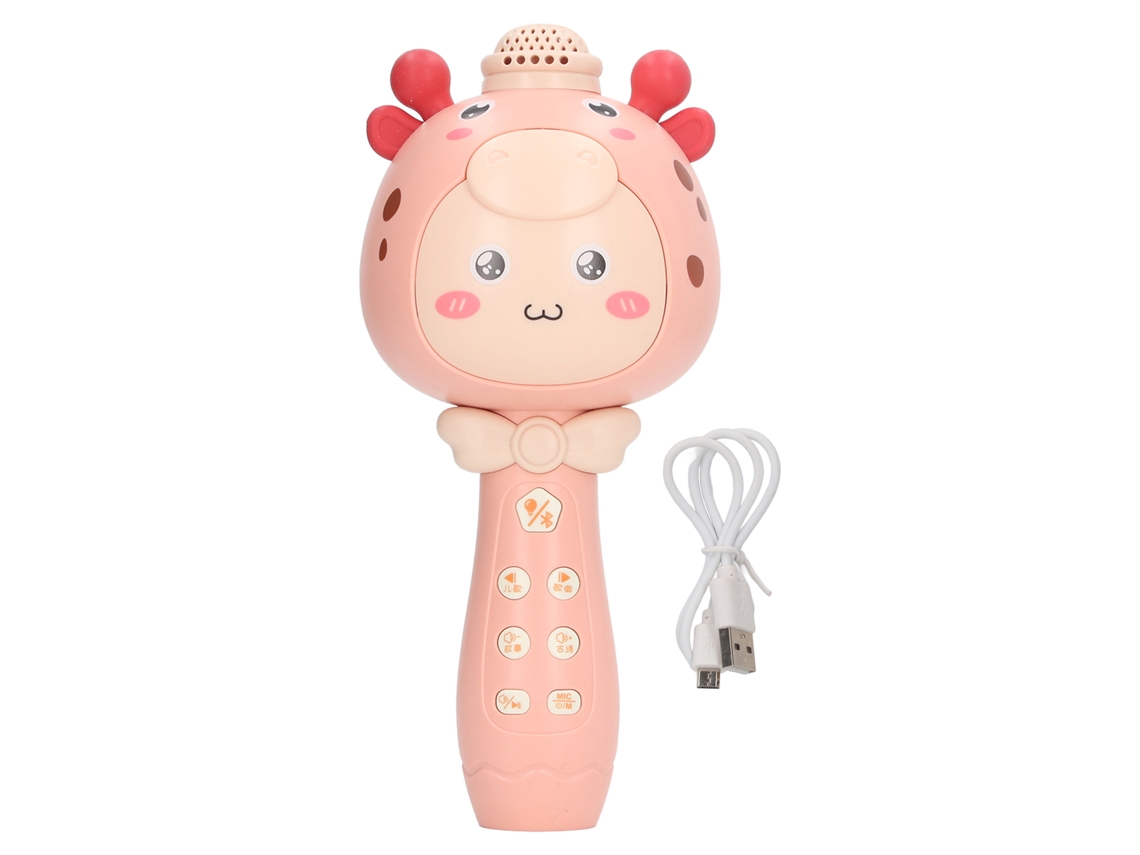 -micrófono Inalámbrico Para Niños De Forma Cartoony Recargable Portátil Con Bt Para Cantar En Viajes En Coche Rosa