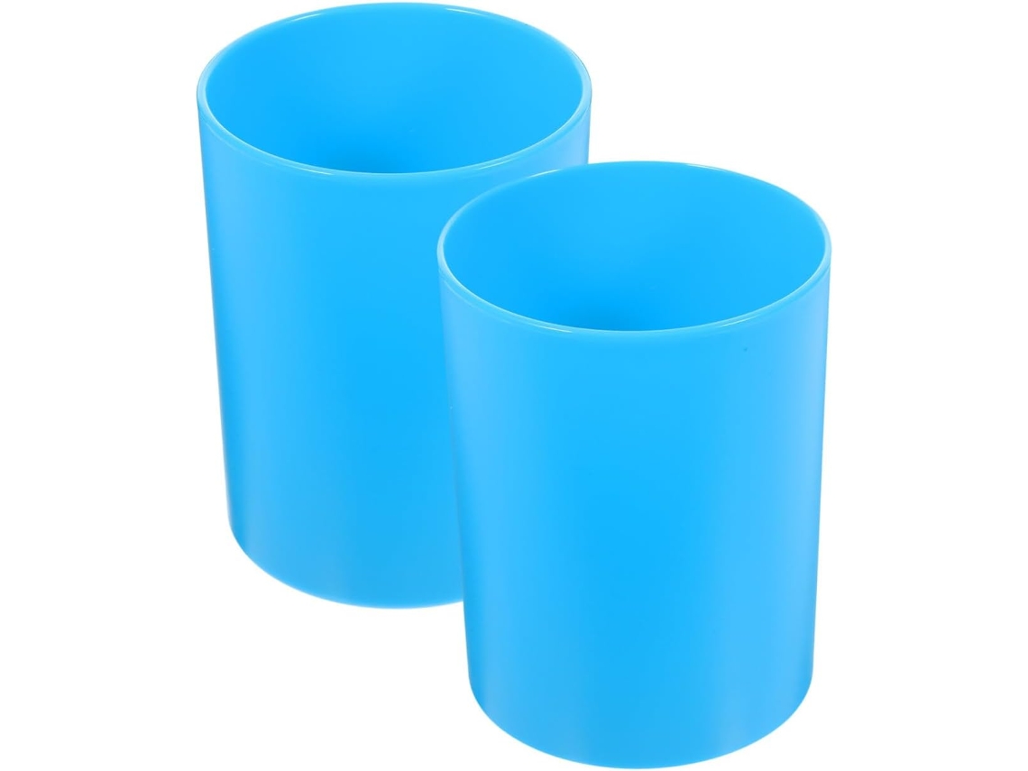Porta-canetas Redondo Solustre Para Mesa, Com Bordas Arredondadas, Pacote Com 2 Unidades, Feito De Plástico, Grande
