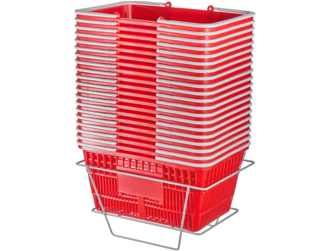 Juego de cestas de compra apilables de 21L con soporte Tekmaquinas