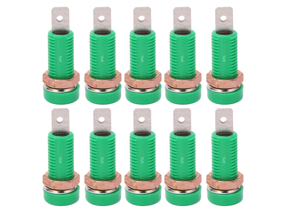 10 Piezas Conector De Bornes De Montaje Panel Jack Banana 4mm Para Instrumentos Electrónicos Verde