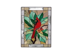 Painel De Vidro Com Estampa De Cardinal Para Decoração De Parede E Penduramento Em Janela