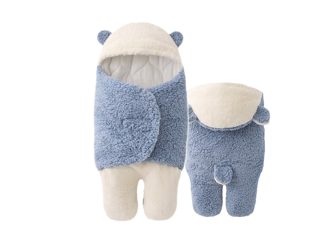 Saco de dormir para bebé, suave y grueso, manta cálida para envolver al bebé, talla L (azul) Czhhmart