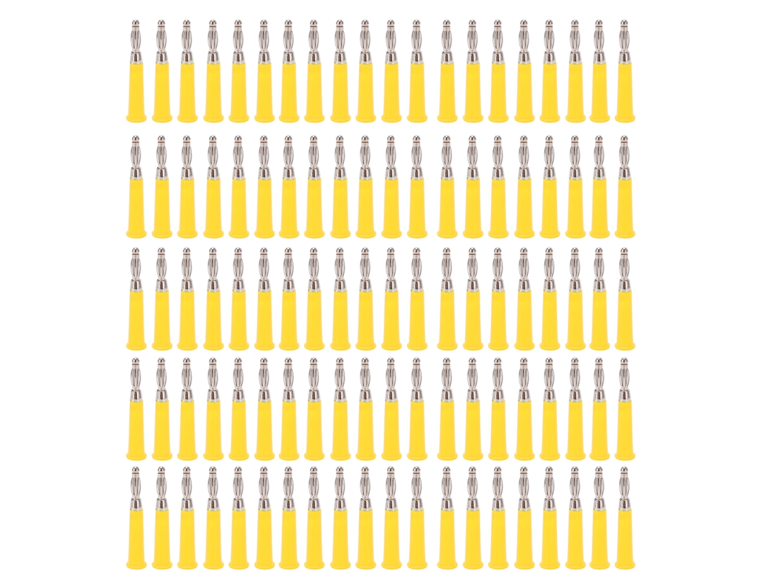 Juego De 100 Conectores Banana De 4 Mm Para Soldar, 19 A, Para Equipos E Instrumentos Eléctricos J.10010, Color Amarillo.
