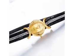 Reloj De Pulsera De Cuarzo Para Mujer Con Brillantes Diamantes De Imitación Y Cadena, Estilo Vestido Negro.