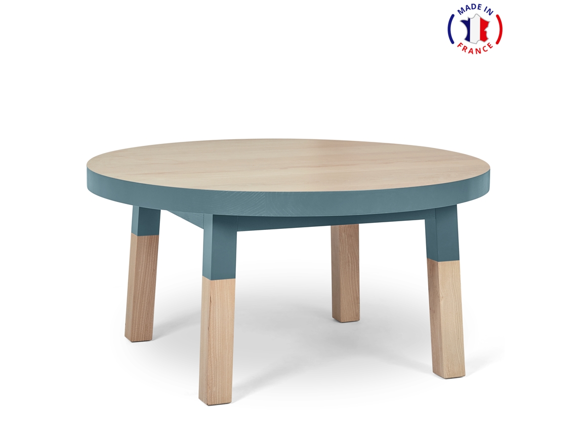 Mesa Redonda de Centro MON PETIT MEUBLE FRANÇAIS (Azul Frehel - Madera - 80 x 45 x 80 cm)