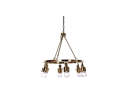 Lampara Techo Metal Cristal Dorado 66x66x60cm
