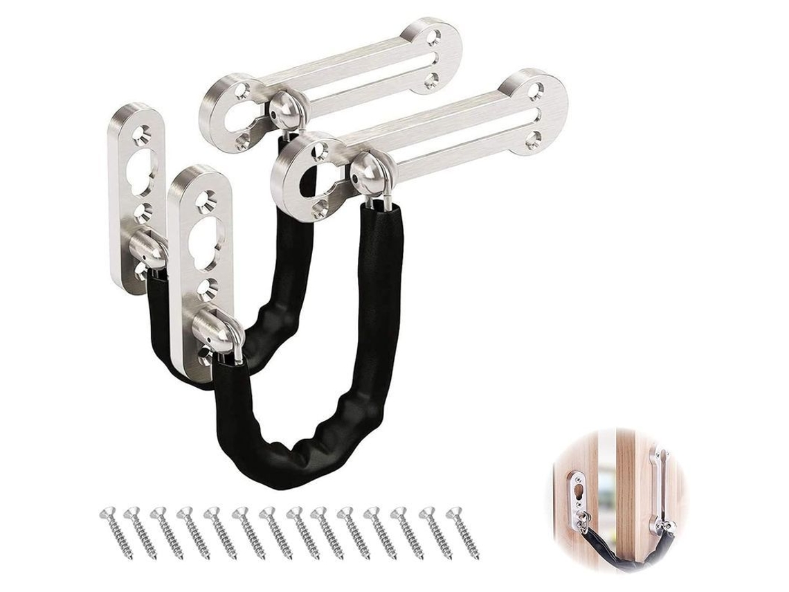Cadena De Seguridad Antirrobo De Acero Inoxidable Para Puertas (2 Unidades) Para Hogar, Hotel O Apartamento.