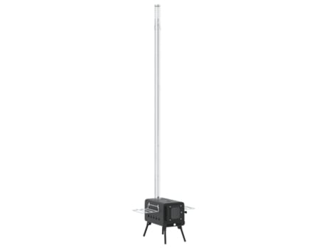 Estufa leña de tienda VIDAXL con chimenea patas plegables acero negro