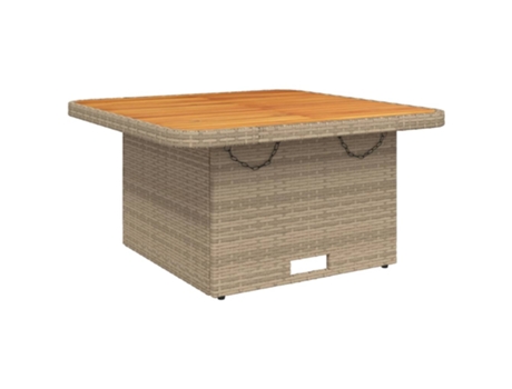 Mesa de jardín ratán sintético madera acacia beige VIDAXL (80x80x71 cm)