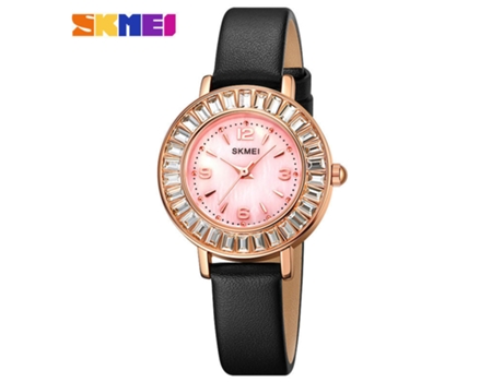 Reloj de pulsera para mujer de moda, relojes de cuarzo de cuero para mujer, relojes analógicos impermeables, color rosa LUUCOZK