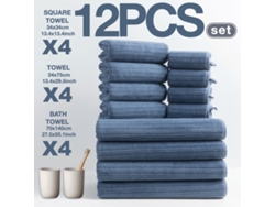 Toalla de baño SIURN de vellón coral a rayas, suave y absorbente, 12 unidades, azul rey