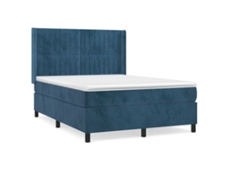 Cama Box Spring VIDAXL Azul Terciopelo (140x190 cm)