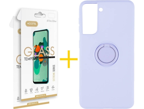 Carcasa + 2 Protectores de Pantalla para Samsung Galaxy S22 Plus 5G ACCETEL Morado Lila