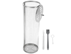 Filtro Para Barbacoa De Acero Inoxidable, Resistente A Altas Temperaturas, Reutilizable, Cesta Redonda, 31 Cm (12,2 Pulgadas) Con Accesorios.