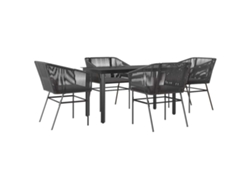 Maison Exclusive - Juego De Comedor Jardín 5 Piezas Cojines Ratán Sintético Negro
