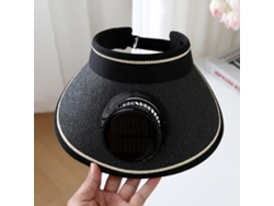(negro) Sombrero De Sol Eléctrico De Ala Ancha Con Ventilador Para Hombre, Protección Uv