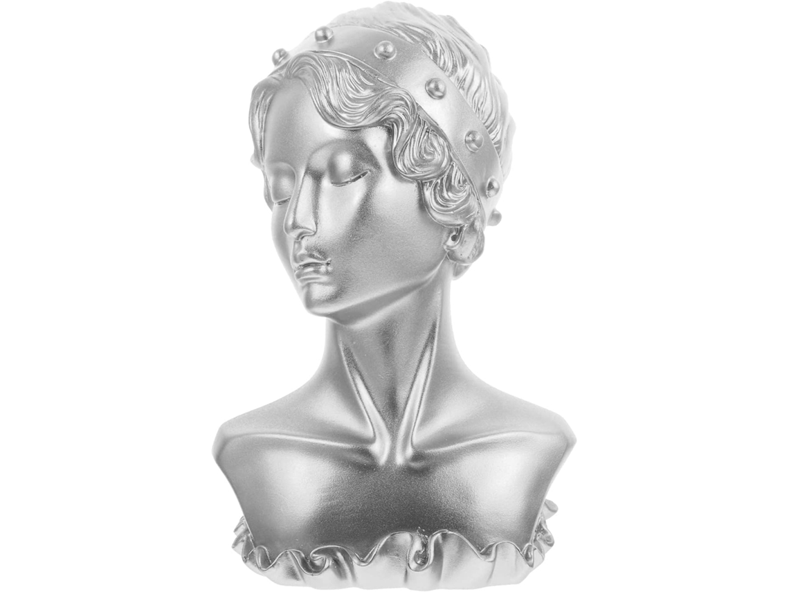 Soporte De Exhibición Para Collar Y Pendientes De Resina Plateada Nuobesty, Modelo De Busto