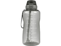 Botella de agua Rebe-Bottle Linjou de 2 litros con vaso y tapa antigoteo, libre de BPA, con indicador de tiempo, color negro.