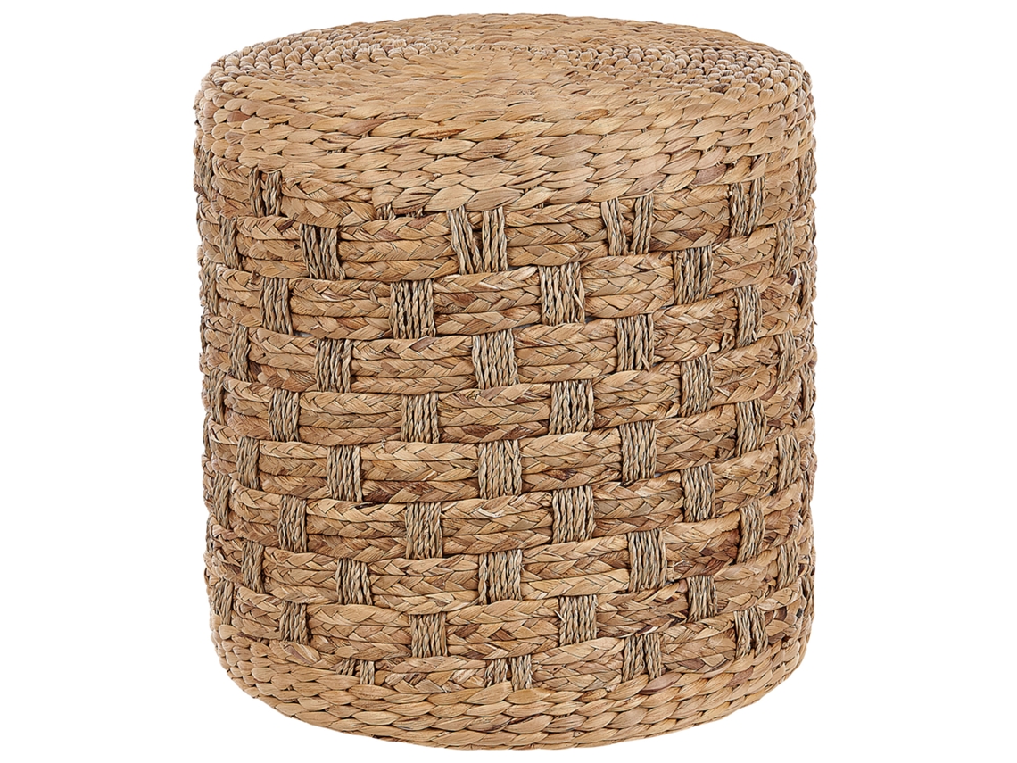 Puf de estilo boho BELIANI Basslet de Algas marinas, Jacinto de agua Natural 40x40x40