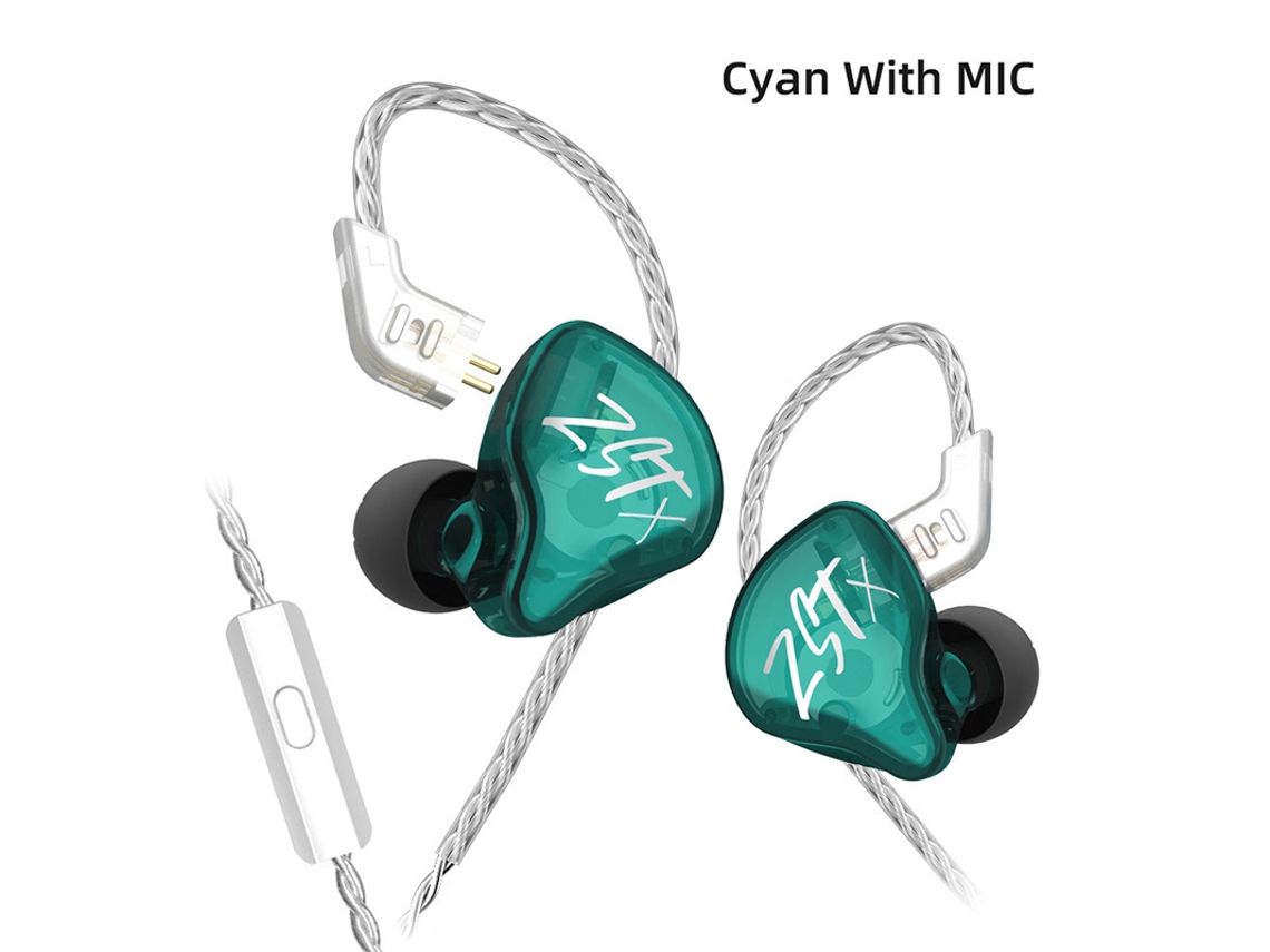 Auriculares intraaurales con transductor híbrido, graves de alta fidelidad, deportivos, para DJ. Mdug (azules con micrófono)