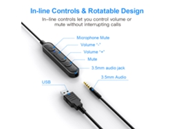 Auriculares Con Cable New Bee H360 De 3,5 Mm/usb Con Micrófono Y Control De Volumen Ajustable Para Uso En Centros De Llamadas Y Ordenadores.