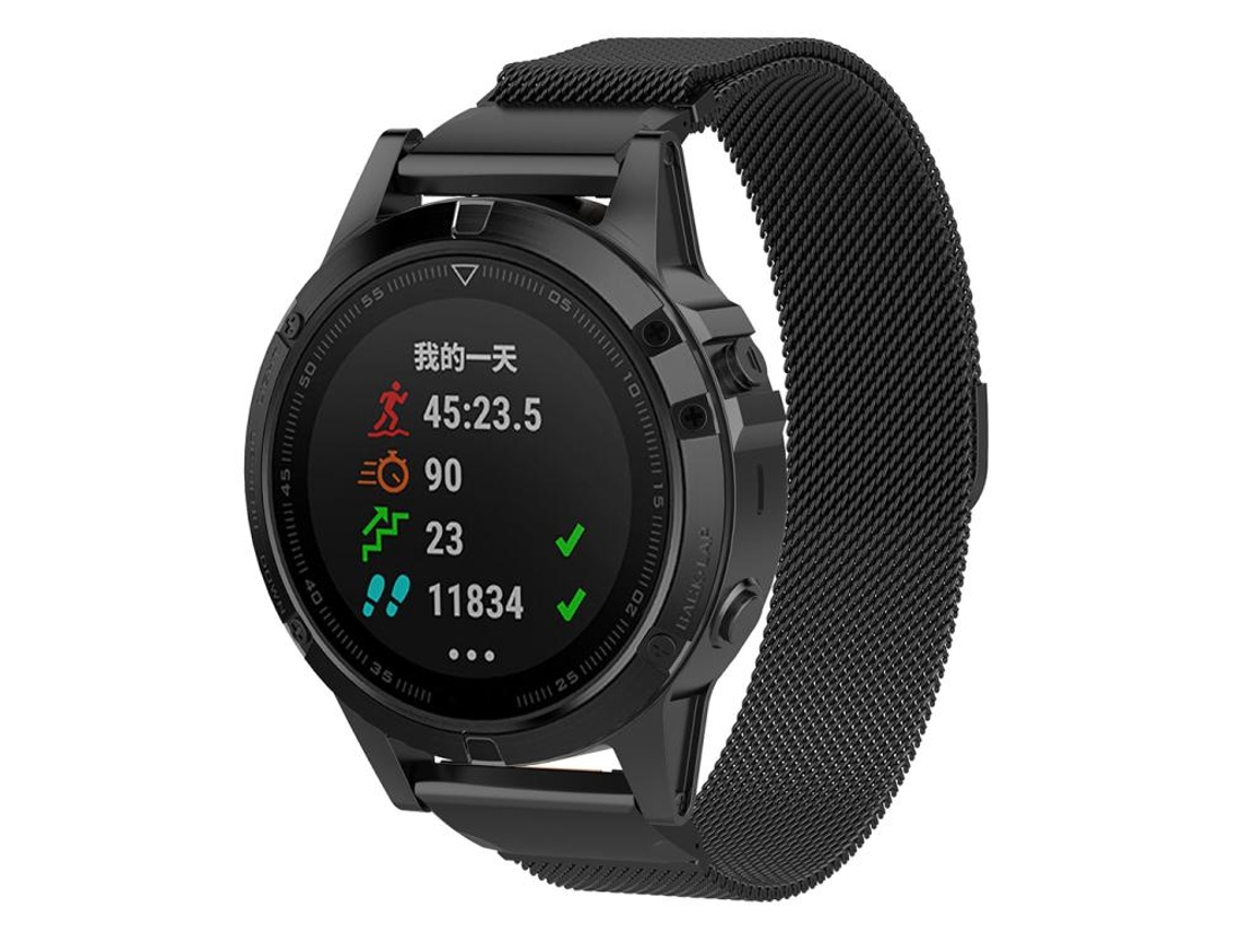 Bracelete Para Garmin Fenix 8 / 7 / 6 / 5 (22mm) - Metal Milanês - Ajuste Rápido Preta