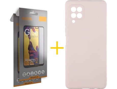 Kit Funda + Protector de Pantalla Samsung A12 5G ACCETEL Cristal Templado 4263 Rosa