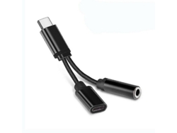 Adaptador Divisor 2 En 1 De Usb-c A Entrada Auxiliar De 3,5 Mm Y Carga Para Teléfonos Con Puerto Usb-c Sin Conector Para Auriculares - Negro