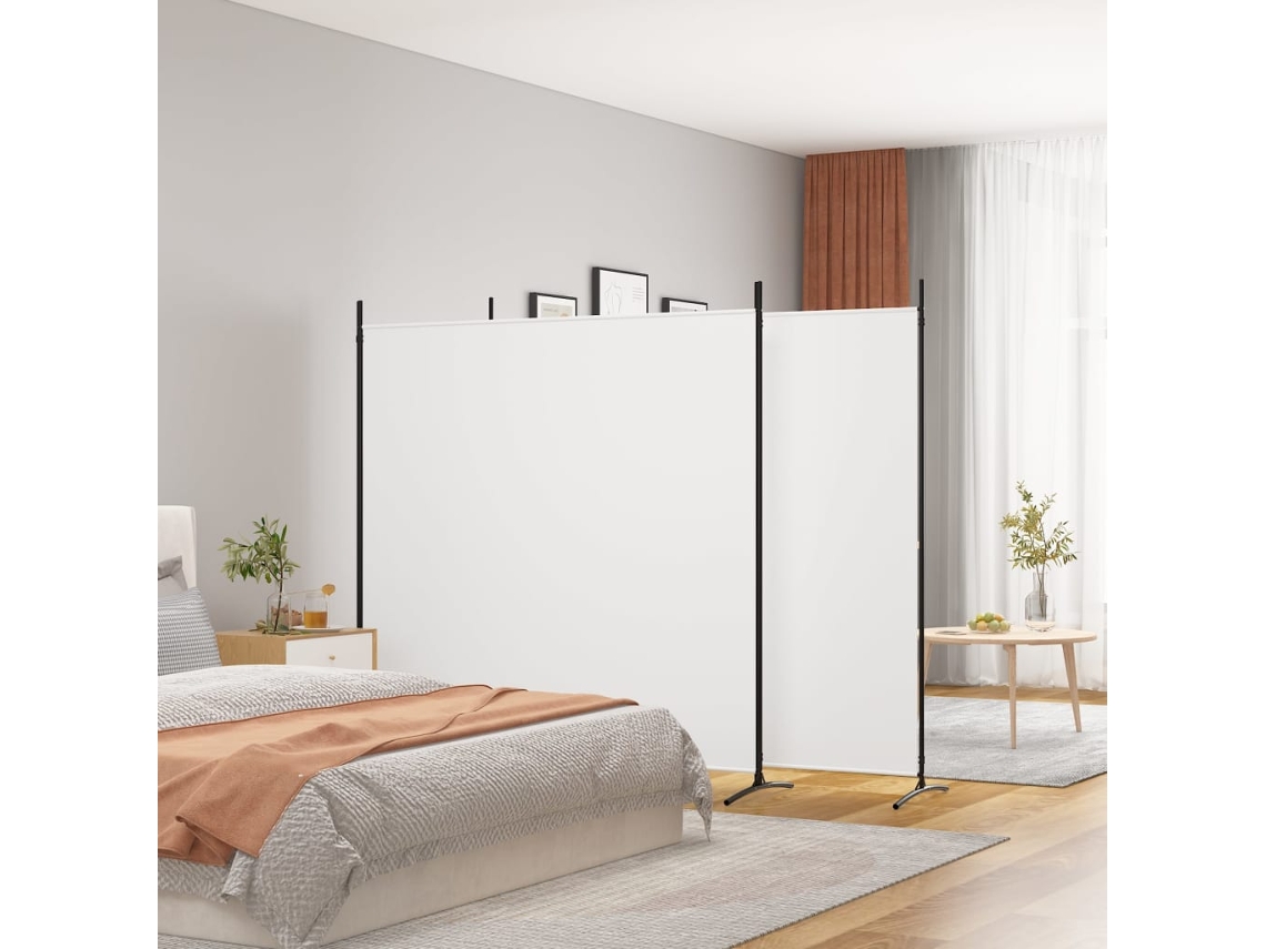 Biombo Divisor De 3 Paneles De Tela Blanco 525x180 Cm