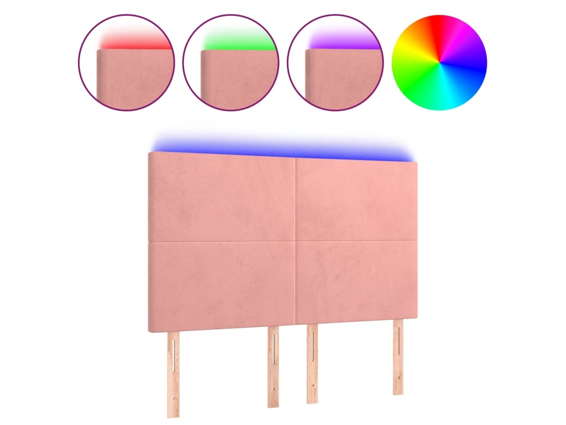 Maison Exclusive - Cabecero Con Luces Led Terciopelo Rosa 144x5x118/128 Cm