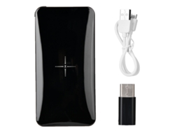 Power Bank 10000mah Ultra Delgado Inalámbrico Carga Rápida Portátil Mini Compacto Negro