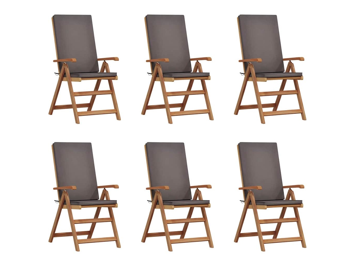 Maison Exclusive - Silla De Jardín 6 Pcs Marrón Y Gris 57 X 71.5 X 104 Cm