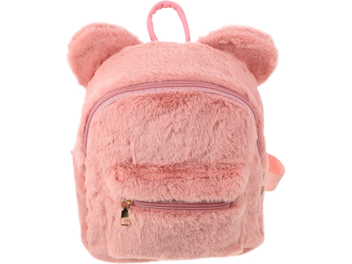 Mochila Rosa De Felpa Para Mujer Con Orejas Suaves, Cómoda Y Espaciosa, Ideal Para Ir De Compras.