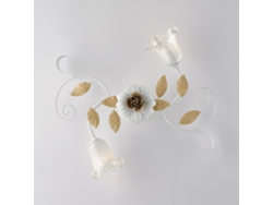 Cesto - Plafón Shabby De Hierro Lacado Blanco 2 Luces Al.17 - Ø52 - Bl274-pl2-bco