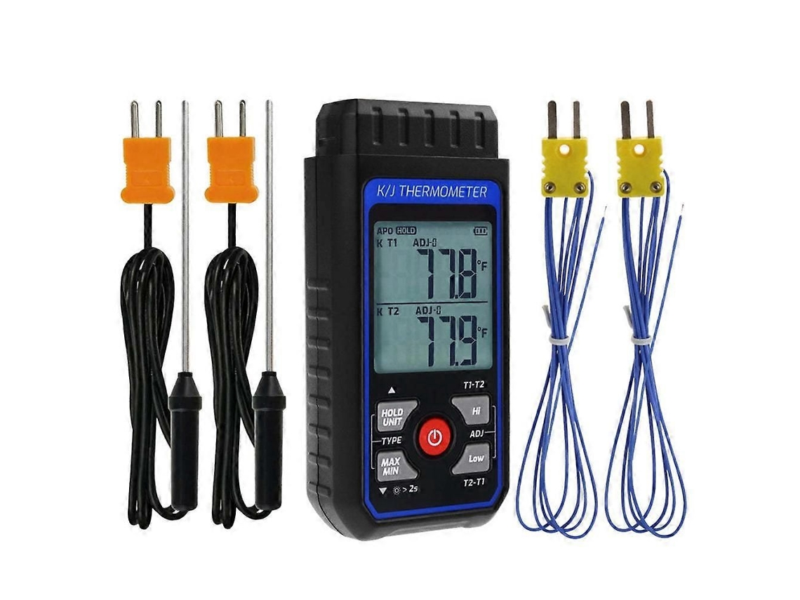 Termómetro digital tipo K con 4 termopares, rango de medición de 328 a 2500 °F, para sistemas HVAC. GOKOCO (195 a 1370 °C)