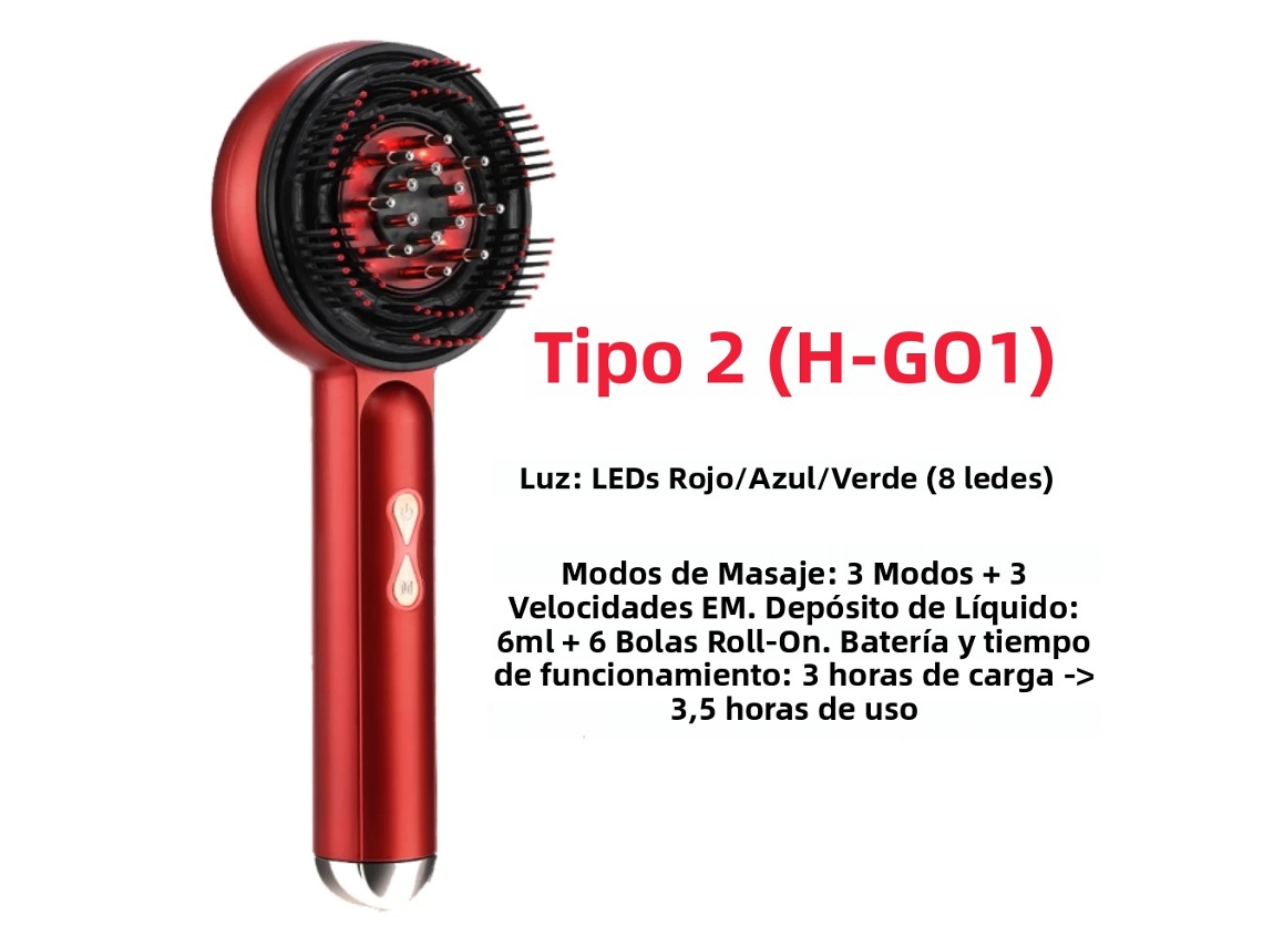 Pente Massageador de Couro Cabeludo por Infravermelho de 630 Nm, Aplicador Elétrico de Óleo para o Couro Cabeludo MDUG (vermelho 2)