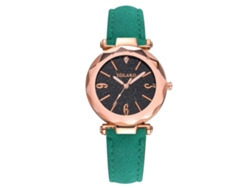 Reloj De Pulsera Casual De Cuarzo Para Mujer Yolako Con Bisel Redondo Y Correa De Piel Sintética (verde)