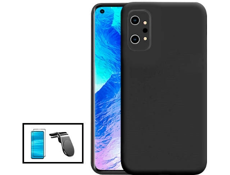 Kit Protector de Cristal Templado 5D Full Cover, Funda Silicona Liquida y Soporte Magnético L Safe Driving Coche Realme GT Neo2 PHONECARE Negro