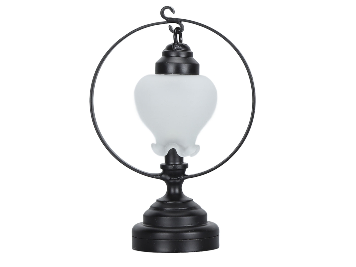 Lámpara De Mesa En Miniatura Para Casa De Muñecas, Diseño Floral, Metal, Cristal Negro Opaco, 5,5 Cm
