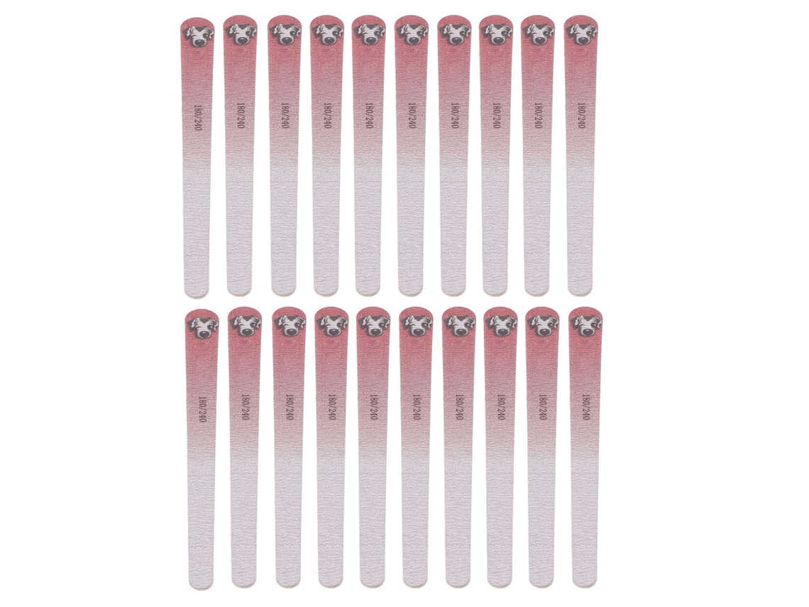 20 limas de uñas de doble cara, grano 180/240, lavables y reutilizables, herramientas de manicura, color rosa.