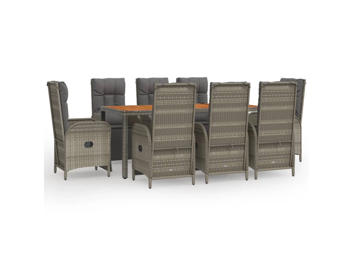 Maison Exclusive - Set Comedor Jardín 9 Pzas Y Cojines Ratán Sintético Gris