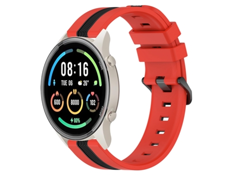 Correa de reloj inteligente para Xiaomi MI Watch Sport Correa de reloj de silicona vertical de dos colores de 22 mm (rojo + negro)