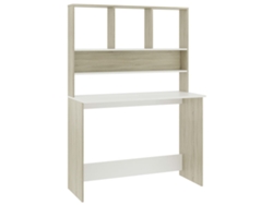 Maison Exclusive - Escritorio Estantes Contrachapada Blanco Y Roble 110x45x157cm