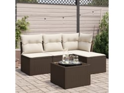 Conjunto de sofás de jardín con cojines de mimbre marrón, Dkd Home Decor