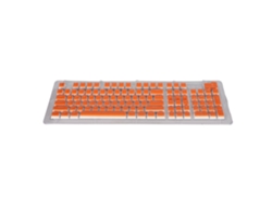 Teclado Baoj-2026 com 110 teclas, altura OEM, FOS Step 2, cores injetadas, acessórios para computador, caracteres laranja, vermelho e branco.