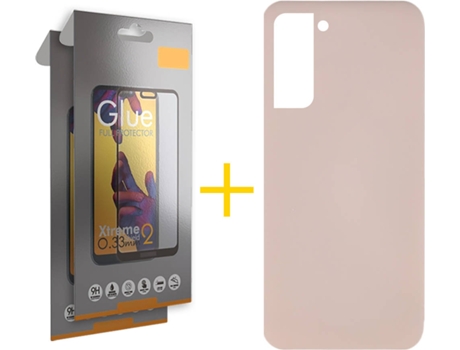 Carcasa + 2 Protectores de Pantalla para Samsung Galaxy S22 Plus 5G SKYHE Rosa Pastel