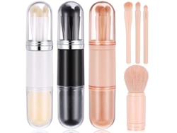 Juego De 3 Brochas De Maquillaje Portátiles 4 En 1 Para Viajes: Mini Brocha Para Labios, Bases De Maquillaje Y Sombras De Ojos.