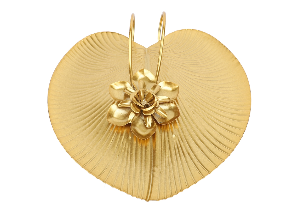 Soporte De Mesa Moderno De Hierro Con Forma De Hoja Y Brazo Resistente - Dorado